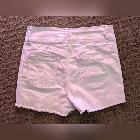 Blue Savvy Women's High Rise White Distressed Shorts - Picture 2 of 4